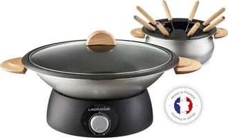 Lagrange Set wok e fonduta elettrica 900w 8 forchette - 349019 Lagrange
