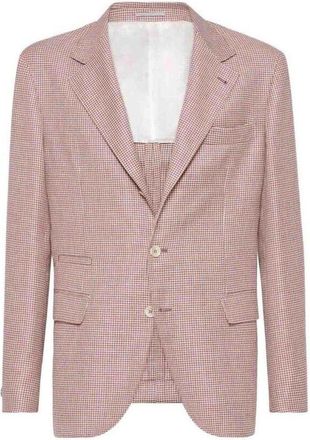 Brunello Cucinelli MenS White And Red Wool Linen Blazer, Size 34
