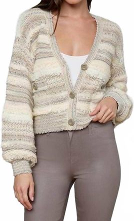 L'agence Harriet Blouson Sleeve Cardigan In Natural Multi