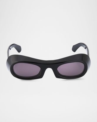 Ferragamo Men & apos;s 51mm Classic Logo Plastic Oval Sunglasses