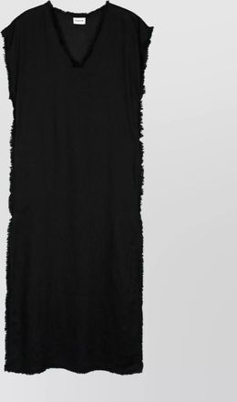 Parosh frayed edges linen midi dress