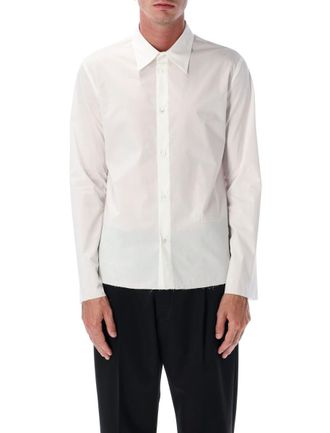 Maison Margiela White Cotton Shirt With Raw Hem
