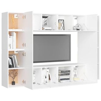 Berkfield Home Sturdy 8 Piece TV Cabinet Set White Engineered Wood