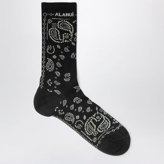 Alanui Calzini con motivo bandana in misto cotone neri
