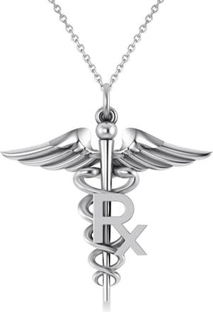 Allurez Medical RX Pharmacy Symbol Pendant Necklace 14k in White Gold at Nordstrom, Size 18