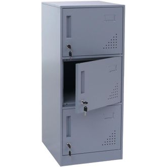 Hhg [nunca Usado] Armario Hhg-515, Taquilla, Armario Con Taquillas, Armario Con 3 Puertas, 90 X 38 X 45 Cm, Acero, Gris