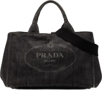 Prada Pre-owned Prada Small Denim Canapa Logo Satchel 2654W1S0Z1ZJE1XB