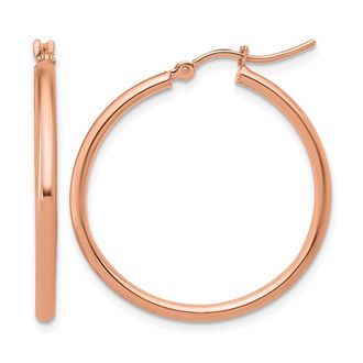 Diamond2Deal 14K Rose Gold 2x30mm Polished Round Hoop Earrings