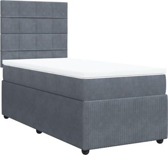 vidaXL Cama Box Spring Con Colch&oacute;n Terciopelo Gris Oscuro 100x200 Cm Vidaxl