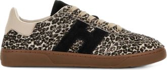 Hogan Leopard Print Textured Fur Sneakers