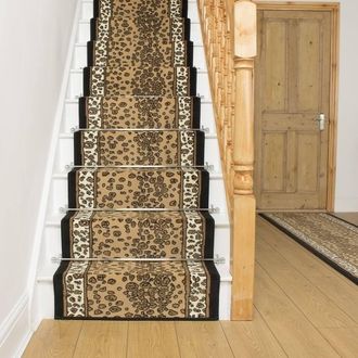 Runrug Stair Runner Carpet for Staircases - Soft & Comfy, 9mm - Leopard in White | Size: 60 cm x 690 cm