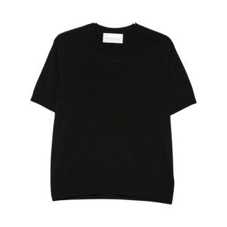 Ami Korte mouw gebreid T-shirt - Heren - Truien - Zwart - Maat: XS Viscose