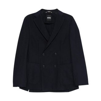 HUGO BOSS Jassen, Heren, Blauw, L, Wol, Woljas