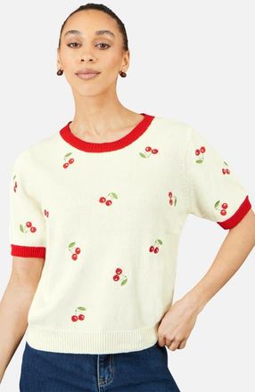 Yumi 100% Cotton Crew Neck Knitted Top in Ivory at Nordstrom, Size Medium