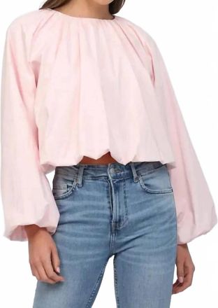 Fate Brenda Bubble Long Sleeve Blouse In Pink
