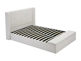 Vente-Unique Cama con ba&uacute;l 160 x 200 cm con banco - Tela - Beige - DOUINO