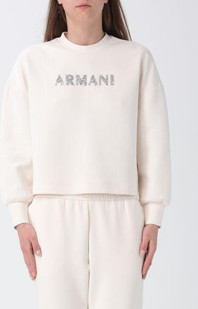 A|X Armani Exchange Felpa a girocollo in misto cotone con logo di strass
