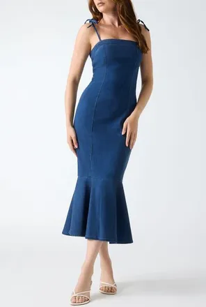 Guess Natty Trumpet Hem Denim Dress in Snk1-Brigh at Nordstrom, Size Medium