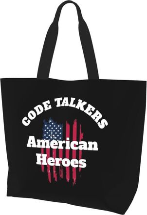 AOOEDM Code Talkers American Heroes Ladies Canvas Tote Reusable Shopping Bag