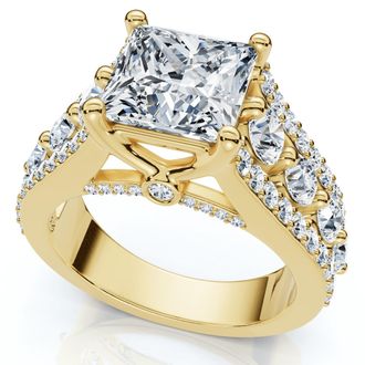 Pompeii3 Certified 3.80Ct Princess Cut Diamond Engagement Ring 14k Gold Lab Grown