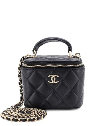 Chanel Classic Top Handle Vanity Case with Chain Quilted Lambskin Mini crossbody bag - Black
