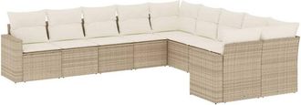 vidaXL Juego De Sof&aacute;s Jard&iacute;n Con Cojines Beige 10 Pzas Rat&aacute;n Sint&eacute;tico Vidaxl