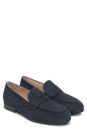 Nero Giardini Suede Slip-On Penny Loafer in Navy at Nordstrom, Size 10-10.5Us