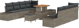 vidaXL Garden Sofa Set with Cushion 11 pcs Grey Poly rattan Vidaxl