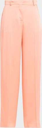 Stella McCartney Dropped-Waist Satin Straight-Leg Trousers