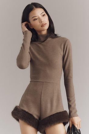 Delfi Teddy Long-Sleeve Faux Fur Romper