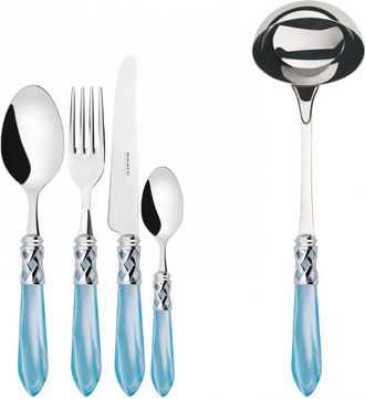 Bugatti Aladdin Ghiera Cromata, Posate Set 49 Pz, Scatola Weng&egrave;, Casa Bugatti - Colore: Azzurro