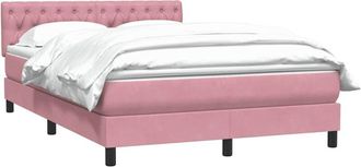vidaXL Cama Box Spring Con Colch&oacute;n Terciopelo Rosa 160x220 Cm Vidaxl