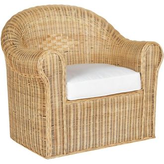 Beliani Beliani - Poltrona da giardino in rattan naturale con Cuscino in tessuto di cotone Livadeia