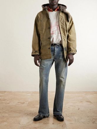 Enfants Riches Deprimes Vienna Appliqu&eacute;d Shearling-Trimmed Padded Cotton-Sateen Hooded Parka