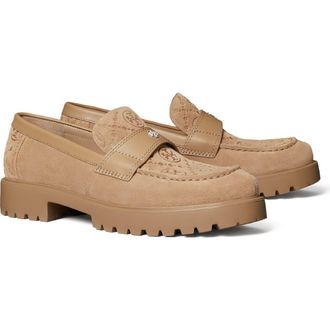 Tory Burch T Monogram Lug Sole Loafer in Noisette /Canapa /Noisette at Nordstrom, Size 9.5