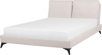 Beliani Cama Con Somier De Chenilla Beige Claro 160 X 200 Cm Base De Listones Doble Moderno Melle
