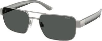 Polo Ralph Lauren Rechthoekige zonnebril - Heren - Zonnebrillen - Grijs - 58 MM - Accessoires