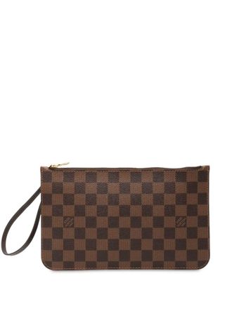 Louis Vuitton 2016 Damier Ebene Neverfull MM pouch - women - Fabric/Calf Leather - One Size - Brown