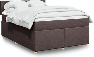 vidaXL Cama Box Spring Con Colch&oacute;n Tela Marr&oacute;n Oscuro 140x200 Cm Vidaxl
