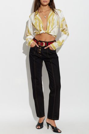 Versace Silk Shirt With Asymmetric Cut, Womens, Cream