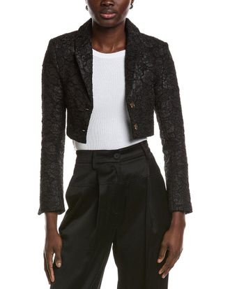 Ganni Ganni Stretch Jacquard Cropped Blazer