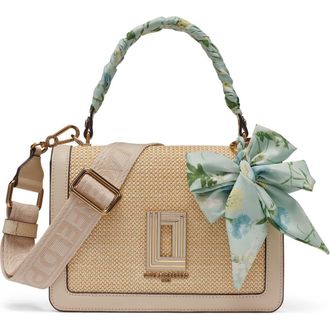 Karl Lagerfeld Simone Raffia+Scarf Satchel in Neutral at Nordstrom