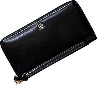 Tory Burch Black Patent Leather Long Wallet (Bi-Fold) (Pre-Owned)