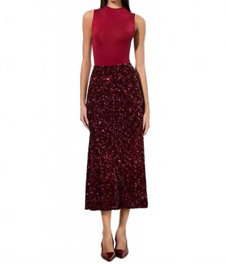 Alice & Olivia Maeve Sequin Slip Skirt In Red