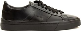 Santoni Double Buckle Sneaker - Heren - Sneakers - Zwart - 39 1/2 EU - Leer - Schoenen