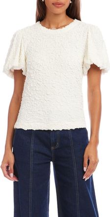 Karen Kane Puff Sleeve Textured Top in White at Nordstrom, Size X-Small