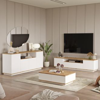 Dmora Muebles De Sala Robella, Modulares, 7 Estantes, 9 Puertas, Roble Nodoso Marr&oacute;n
