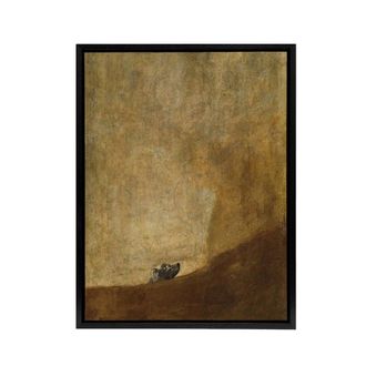 Artery8 Francisco Goya El Perro Dog Framed Canvas Wall Art Print in Brown | Size: W24 x H32