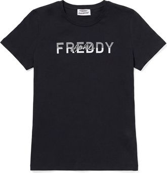 Freddy T-shirt Donna Girocollo in Cotone con Grafica Micro Righe