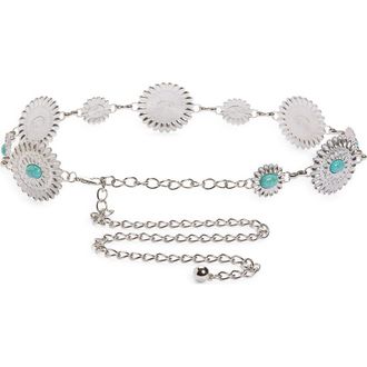 BP. Circular Chain Belt in Silver- Turq at Nordstrom